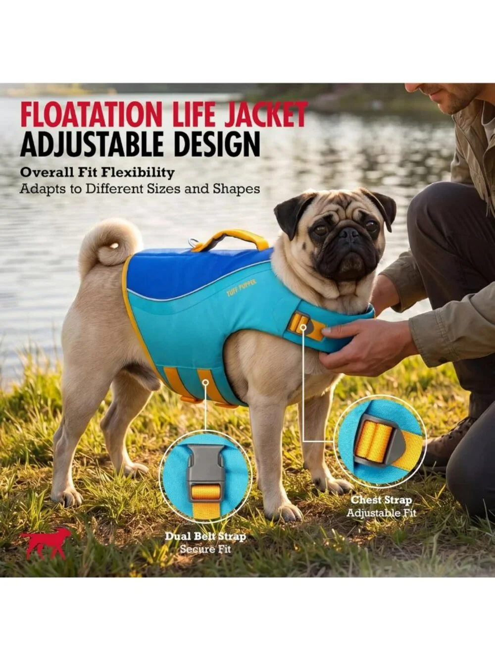 High Buoyancy Dog Life Jacket | Adjustable Swim Vest with Rescue Handle